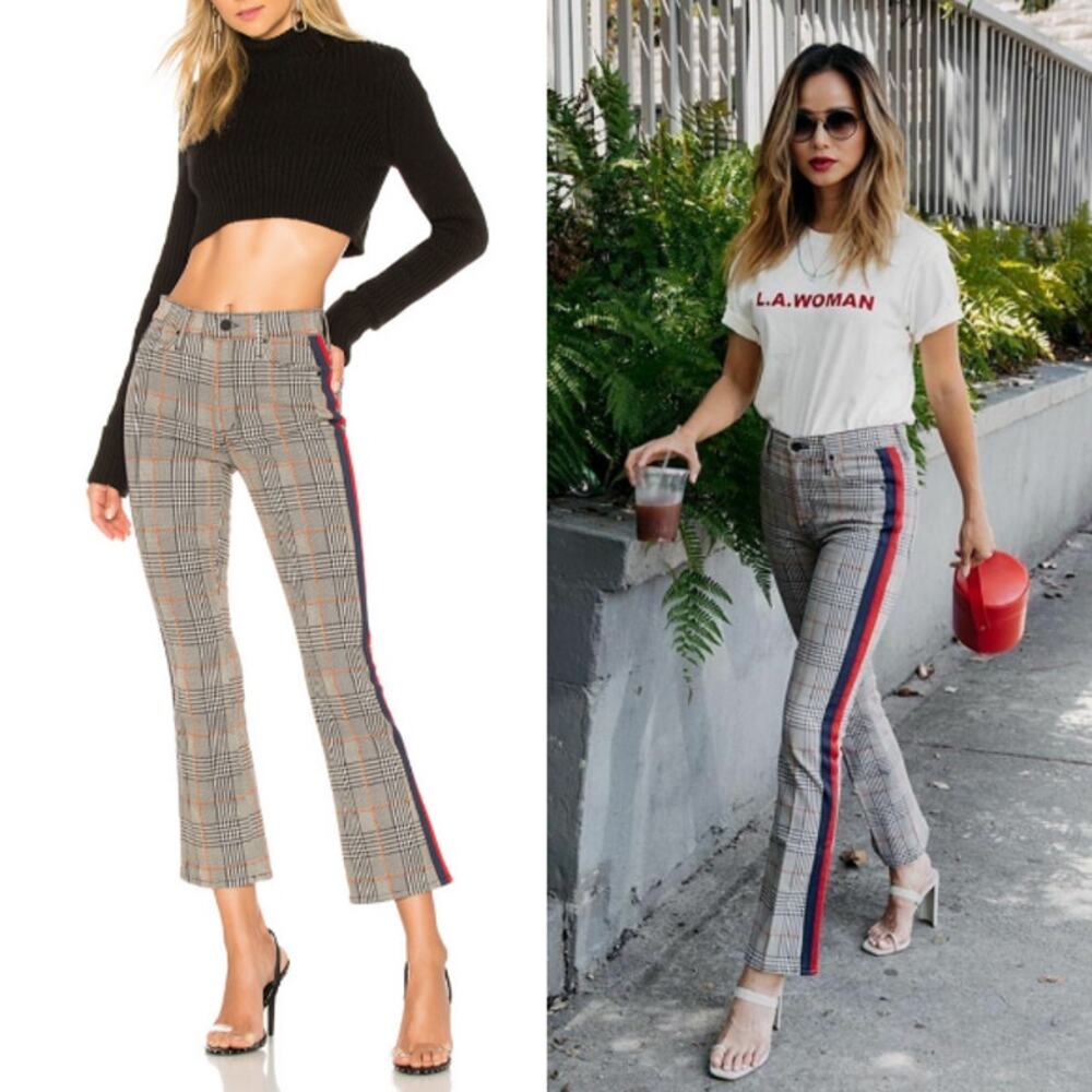 Mother The Insider Ankle Bootcut‎ Orange/Black Plaid ASO Jamie Chung Size 24